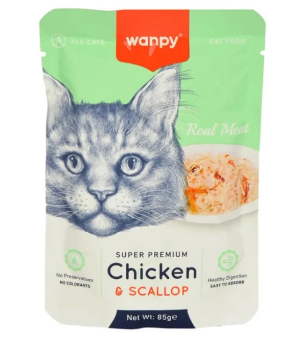 Wanpy Pouch Tavuklu & Morina Balıklı Yetişkin Kedi Konservesi 85 Gr