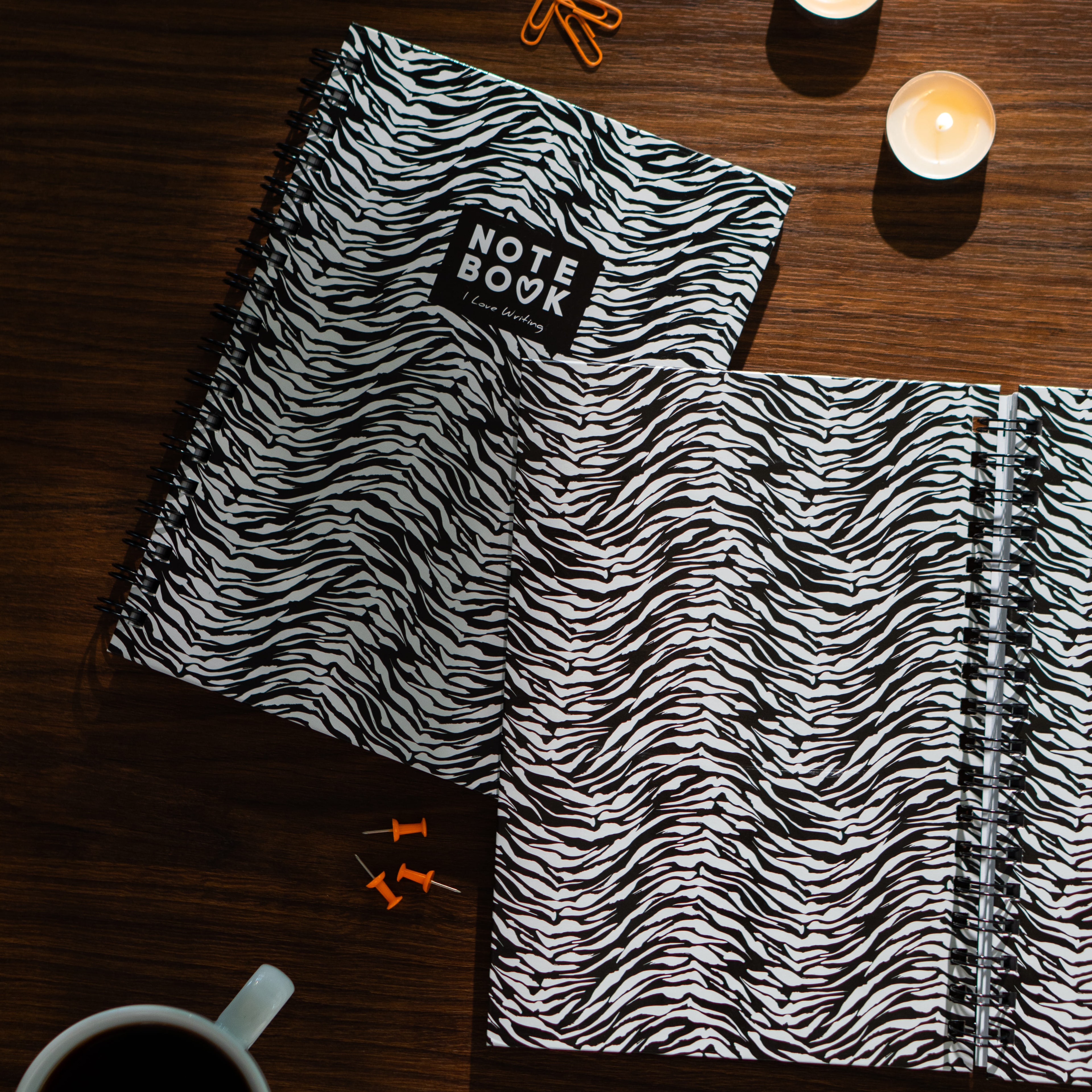 Zebra Desen Sert Kapak Çizgili Defter 17x24 cm 200 Sayfa Not Defteri - Ink Wild Leopard