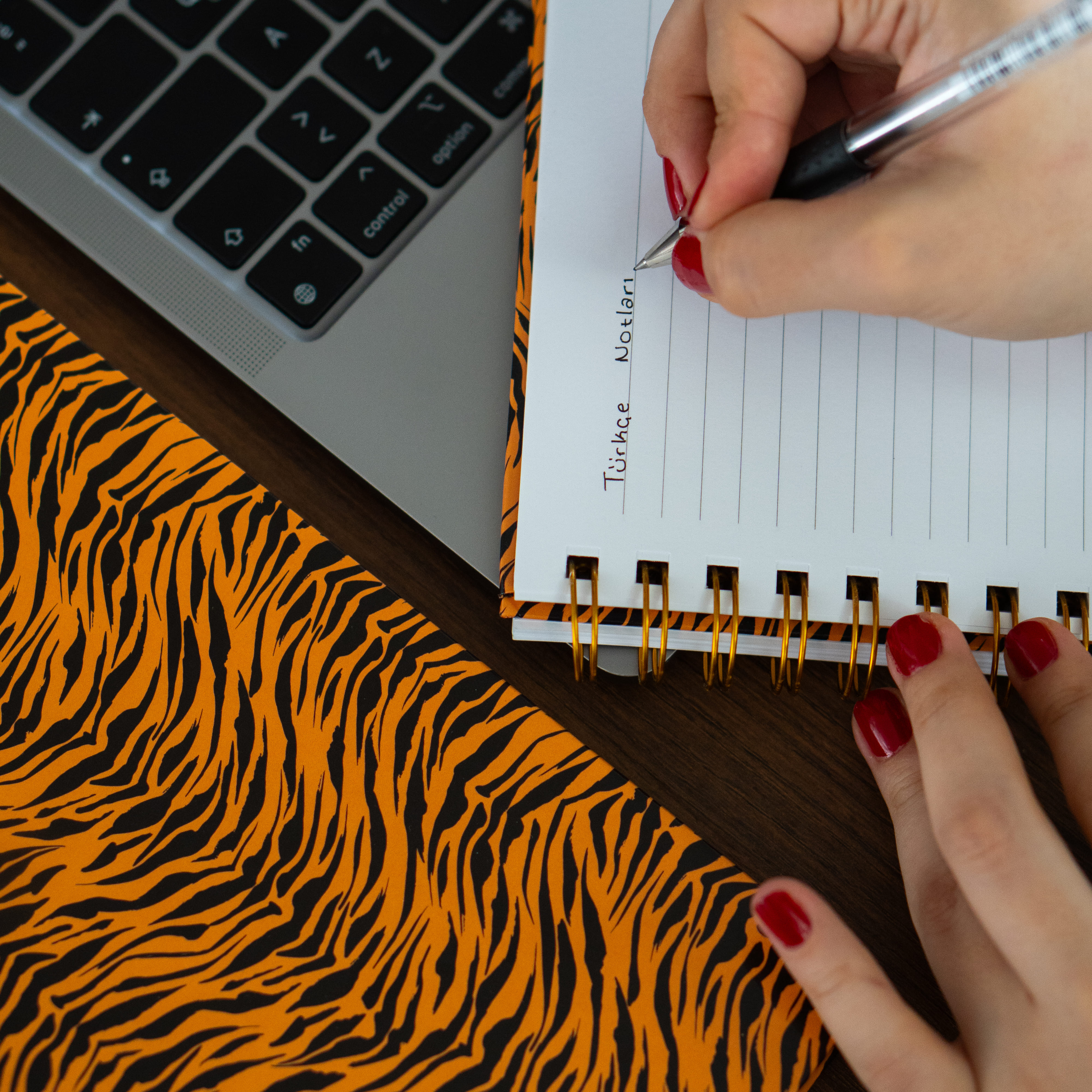 Sert Kapak Çizgili Defter 17x24 cm 200 Sayfa Not Defteri - Fire Wild Leopar Desen