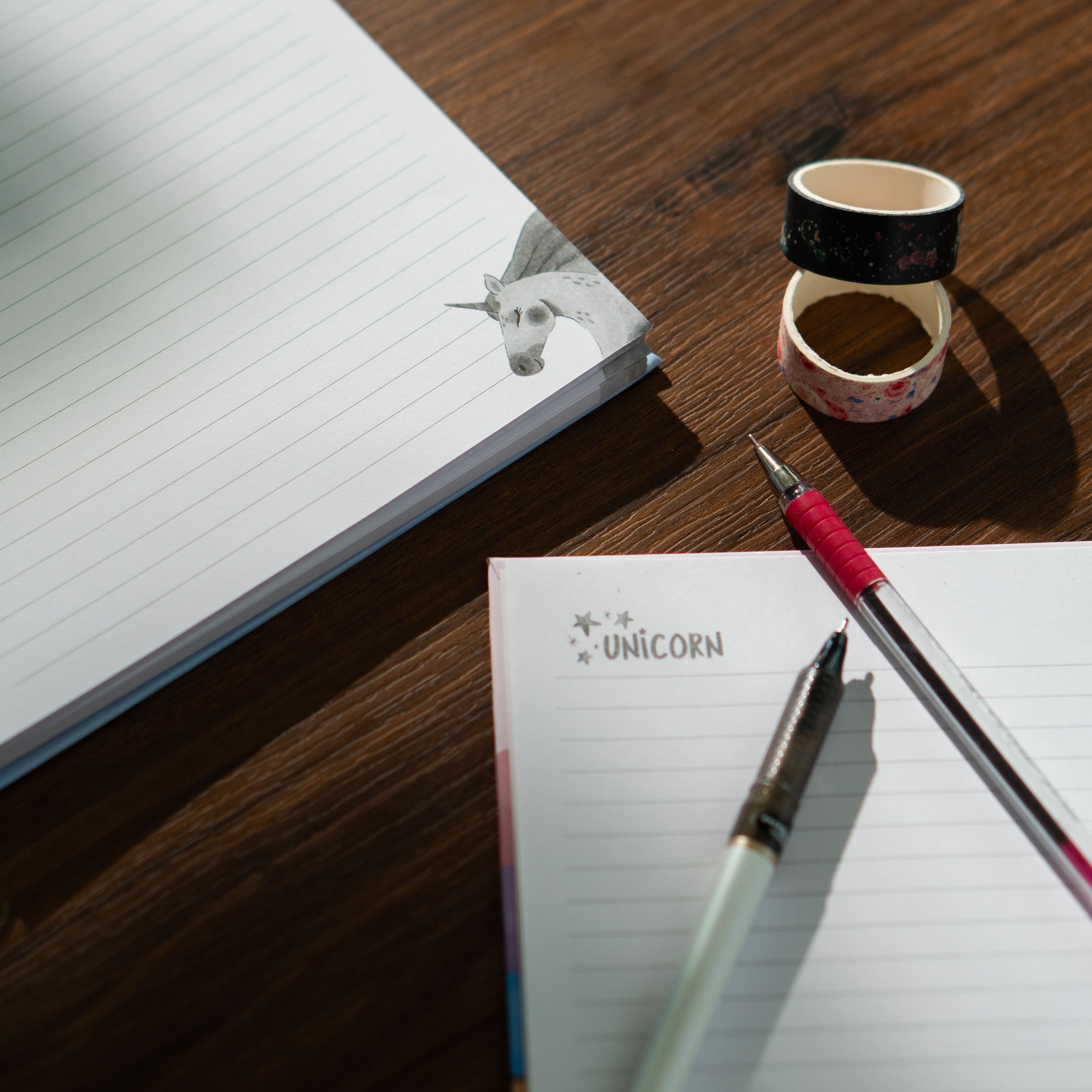 Sert Kapak Çizgili Defter 17x24 cm 160 Sayfa - Unicorn Collection Stickerlı Okul Defteri