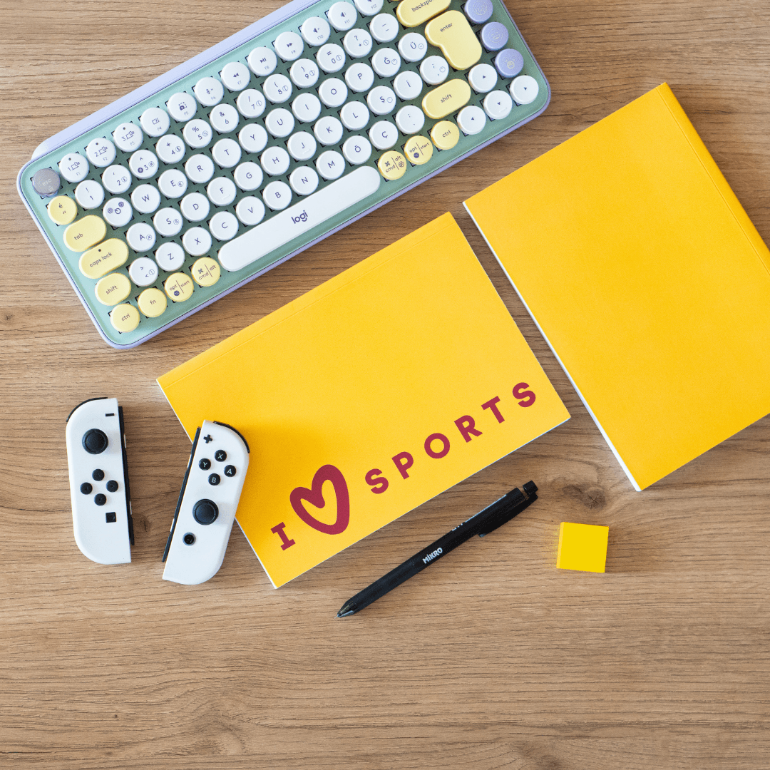 Sport Collection I Love Sports - Esnek Kapak Çizgili Defter 14,8x21 cm 160 Sayfa Not Defteri - Sarı - Kırmızı