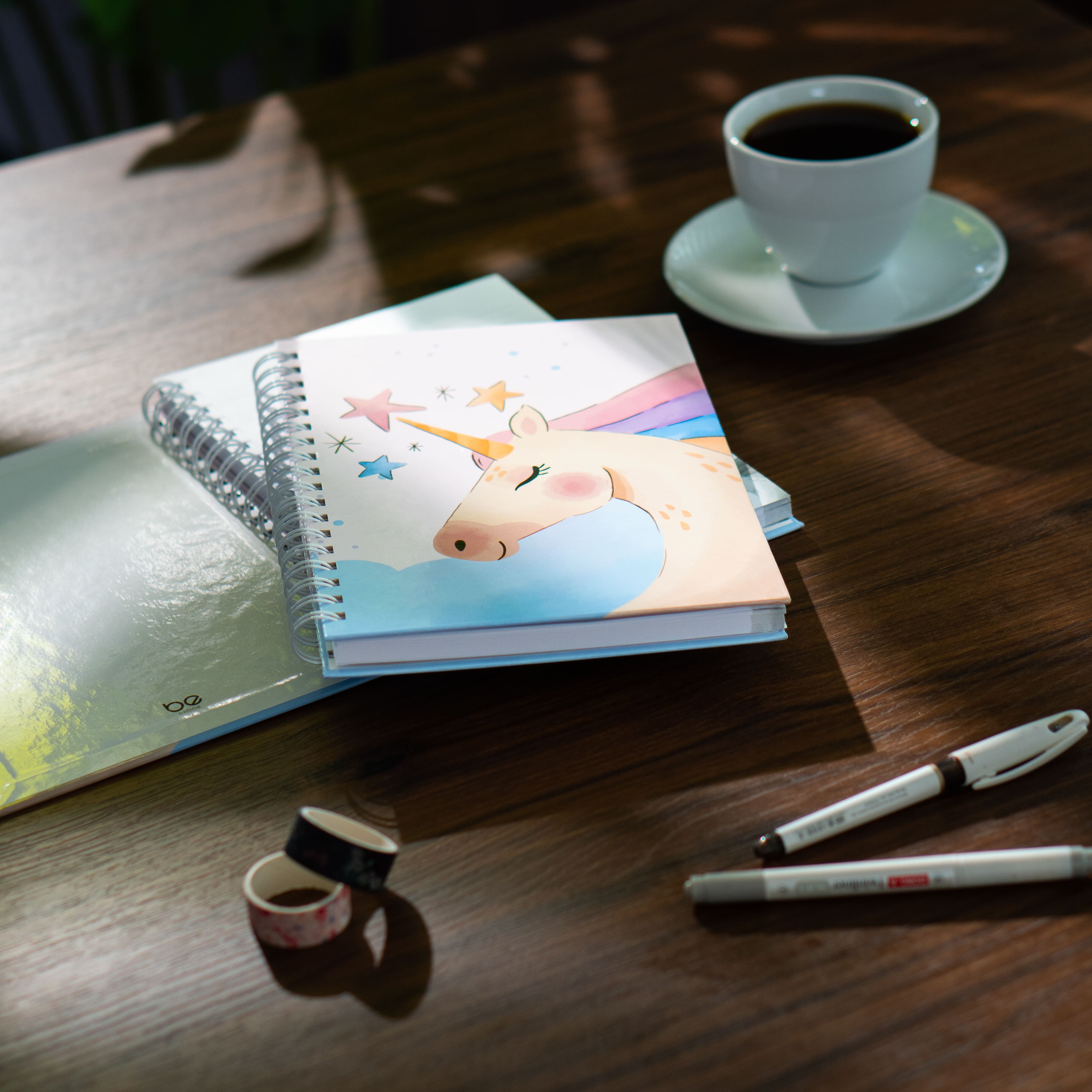 Sert Kapak Çizgili Defter 17x24 cm 160 Sayfa - Unicorn Collection Stickerlı Okul Defteri