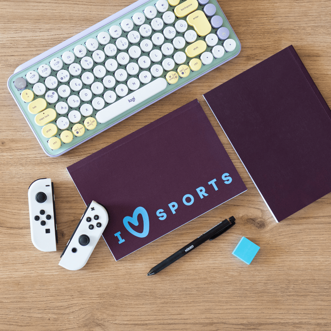 Sport Collection I Love Sports - Esnek Kapak Çizgili Defter 14,8x21 cm 160 Sayfa Not Defteri - Bordo - Mavi