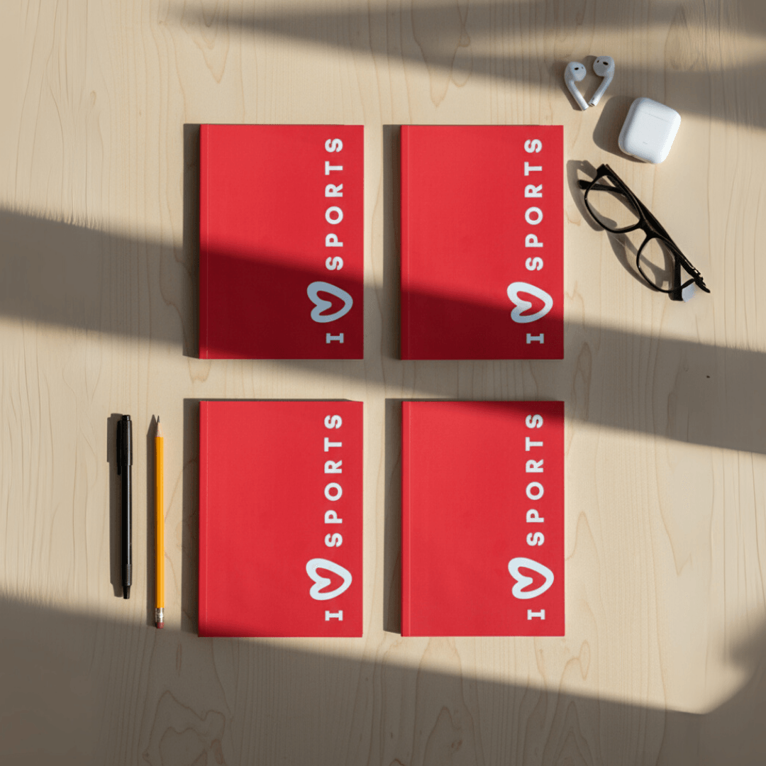 Taraftar Sport Collection - Esnek Kapak Çizgili 4'lü Defter Seti 160 Sayfa Not Defteri - Kırmızı - Beyaz