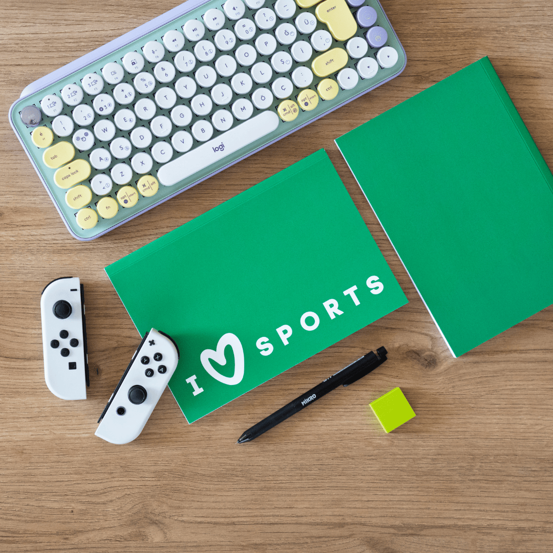 Sport Collection I Love Sports - Esnek Kapak Çizgili Defter 14,8x21 cm 160 Sayfa Not Defteri - Yeşil - Beyaz