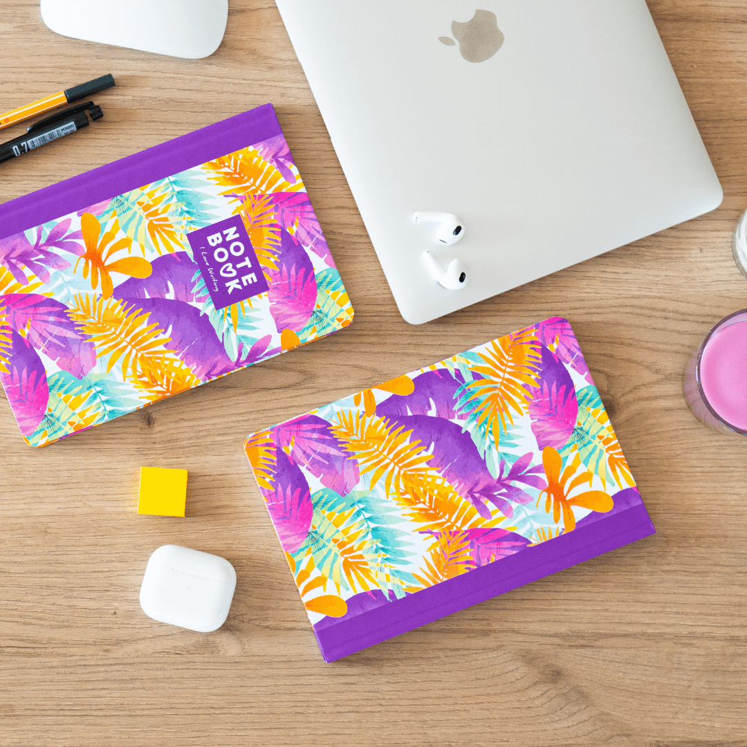 Sert Kapak Çizgisiz Defter 14x21 cm - Natural Collection - Mor - Turuncu