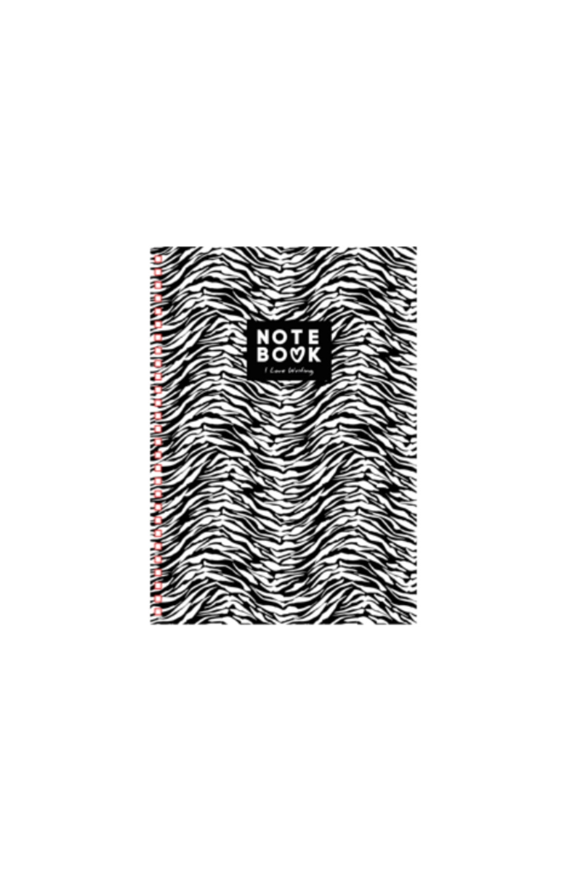 Zebra Desen Sert Kapak Çizgili Defter 17x24 cm 200 Sayfa Not Defteri - Ink Wild Leopard