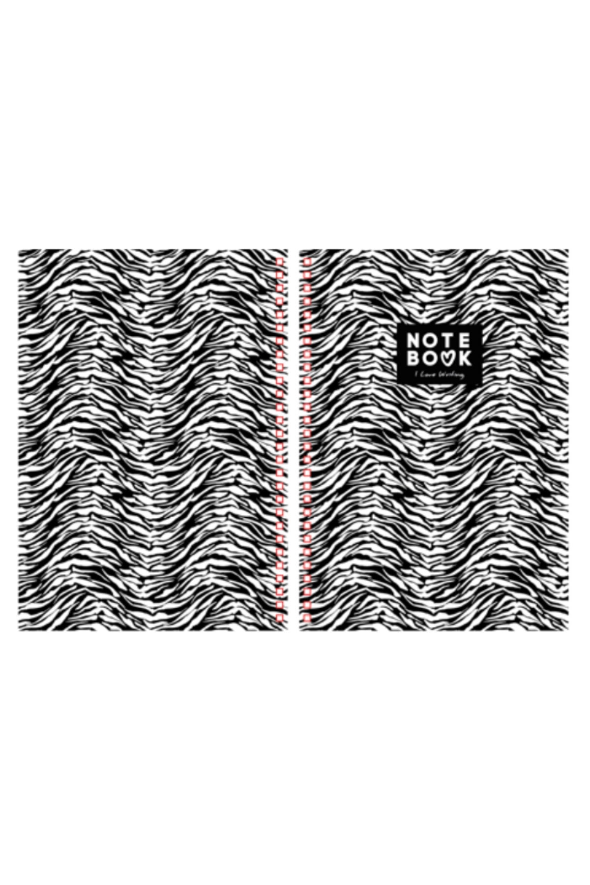 Zebra Desen Sert Kapak Çizgili Defter 17x24 cm 200 Sayfa Not Defteri - Ink Wild Leopard