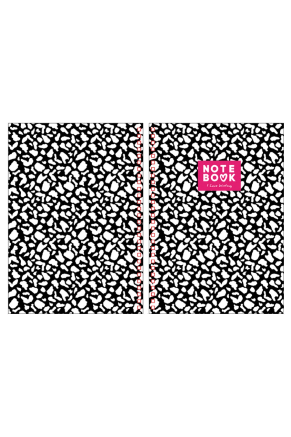 Leopar Desen Sert Kapak Çizgili Defter 200 Sayfa Not Defteri - Leopard Loves Pink