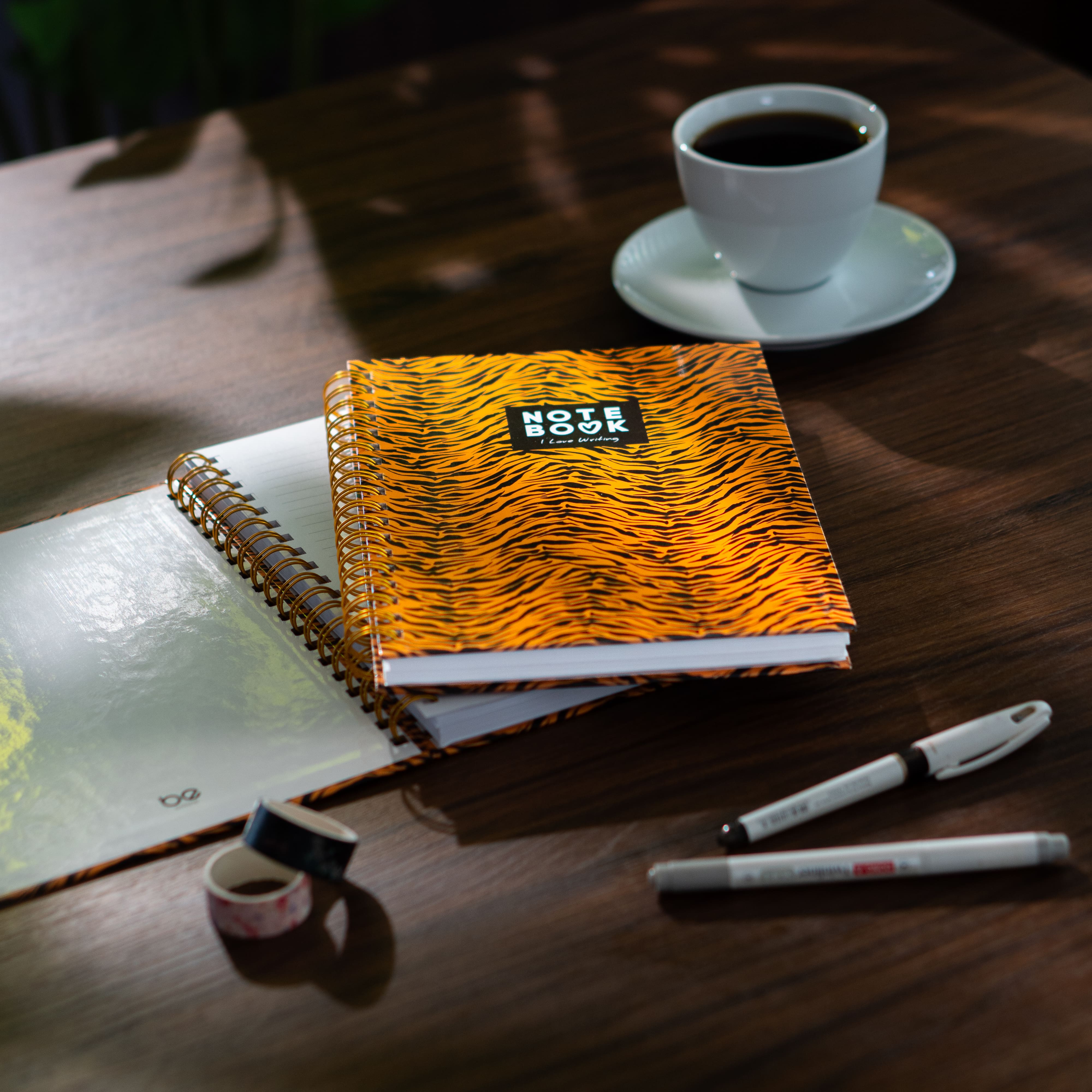 Sert Kapak Çizgili Defter 17x24 cm 200 Sayfa Not Defteri - Fire Wild Leopar Desen