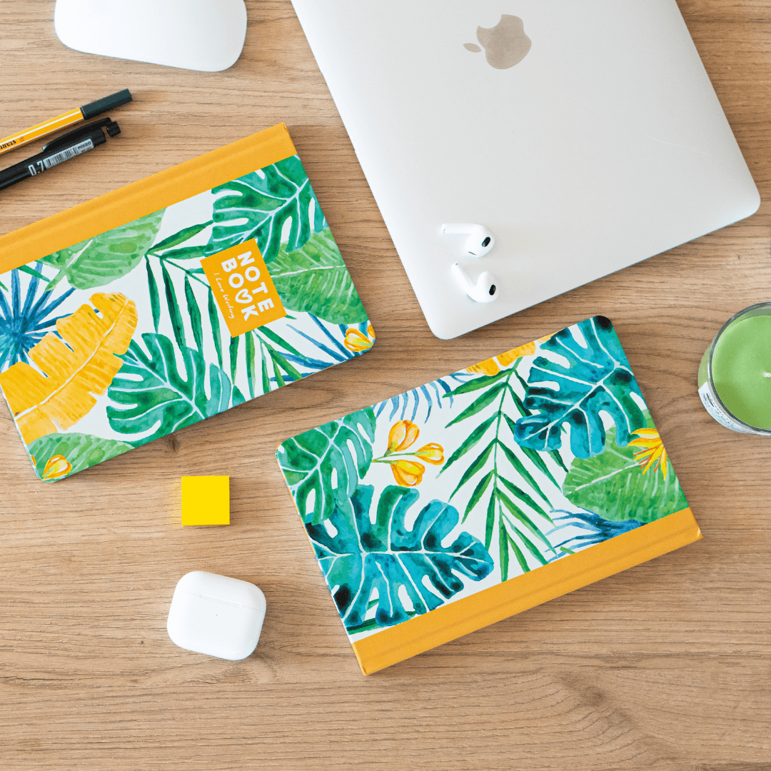 Sert Kapak Çizgisiz Defter 14x21 cm - Natural Collection - Sarı - Yeşil