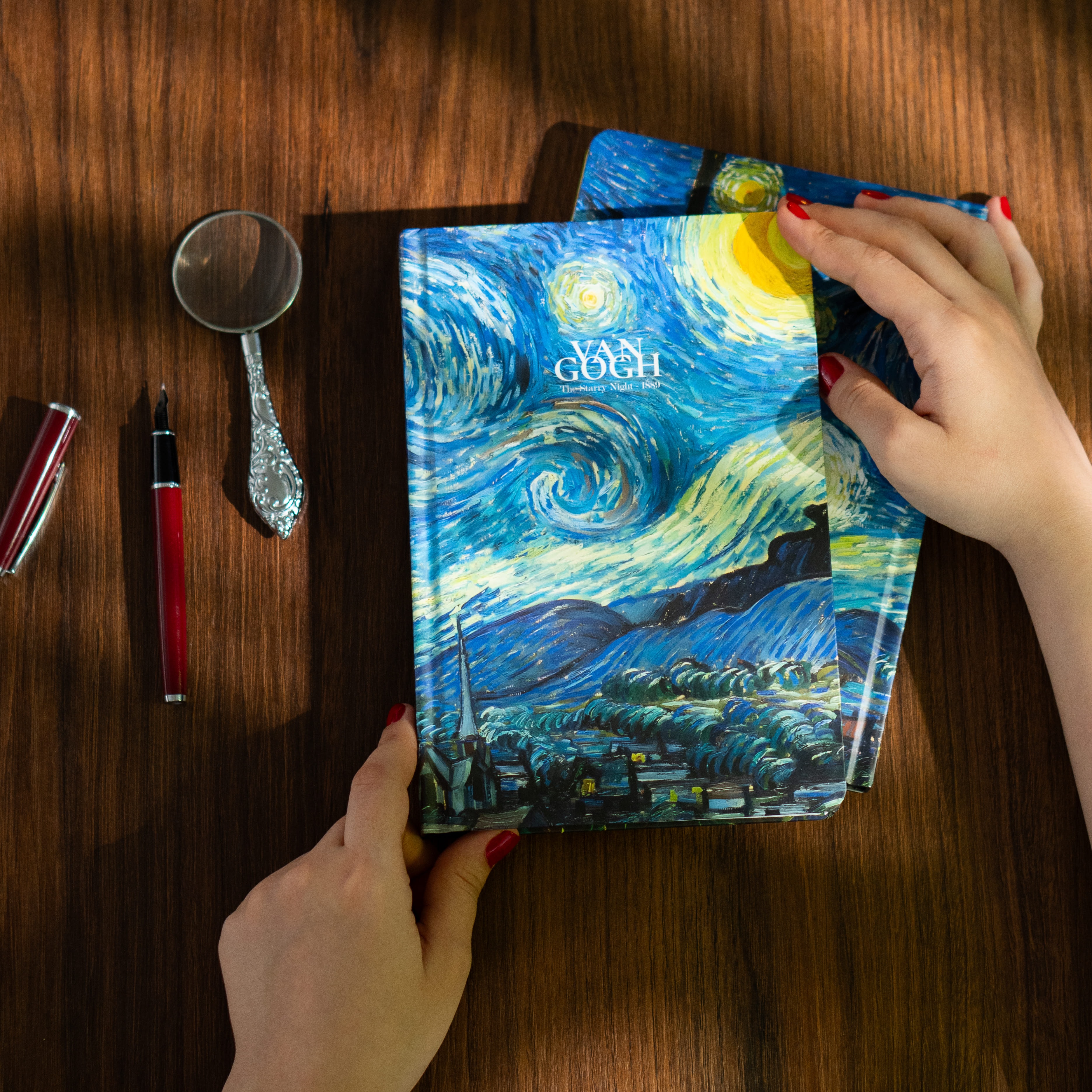 Art Collection Van Gogh The Starry Night - Sert Kapak A5 Noktalı Defter 14x21 cm