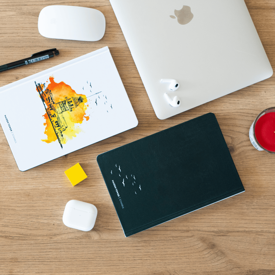 İstanbul Collection Manzaralı- Sert Kapak Noktalı Defter 14x21 cm - Haki