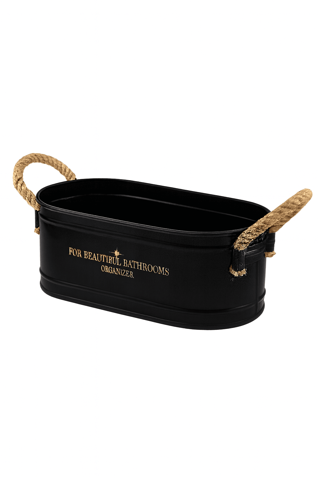 İp Kulplu Metal Baton Banyo Düzenleyici – “For Beautiful Bathrooms” Baskılı Organizer