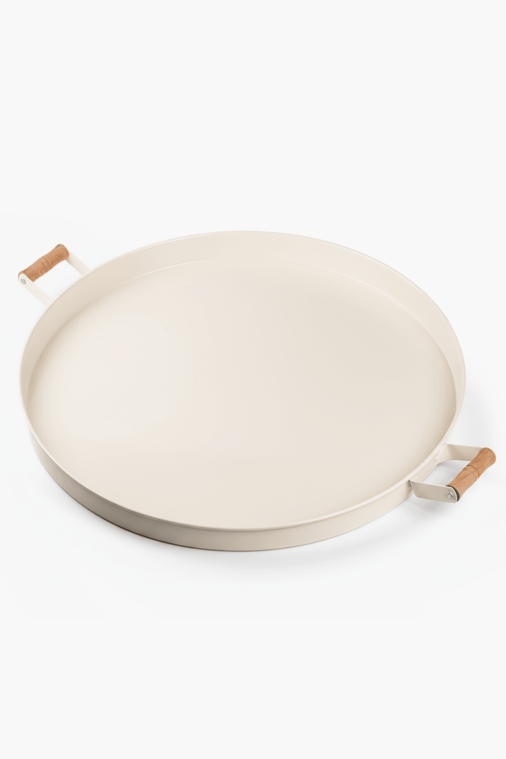 51 cm Ahşap Kulplu Siyah Metal Tepsi