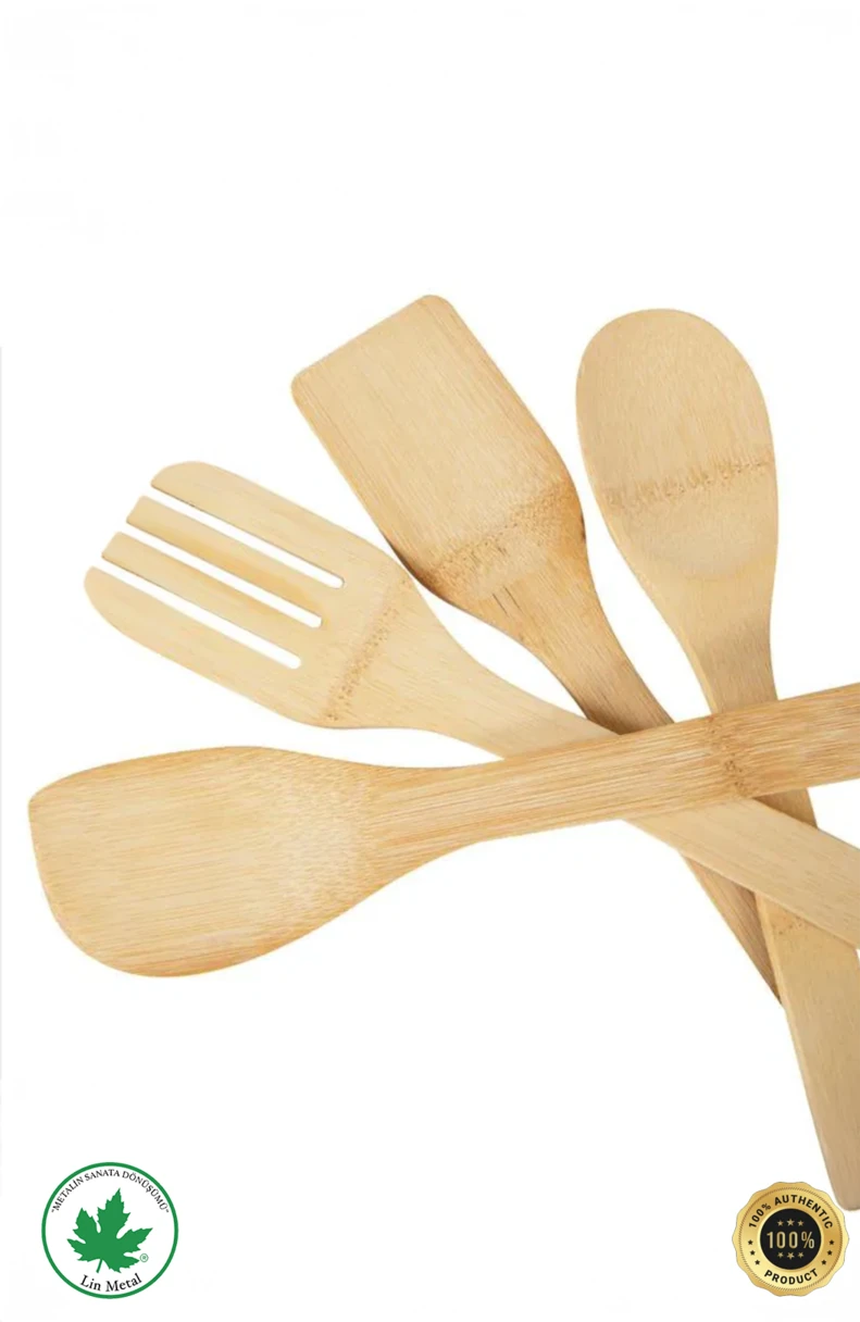 4’lü Doğal Tahta Yemek Gereçleri Seti