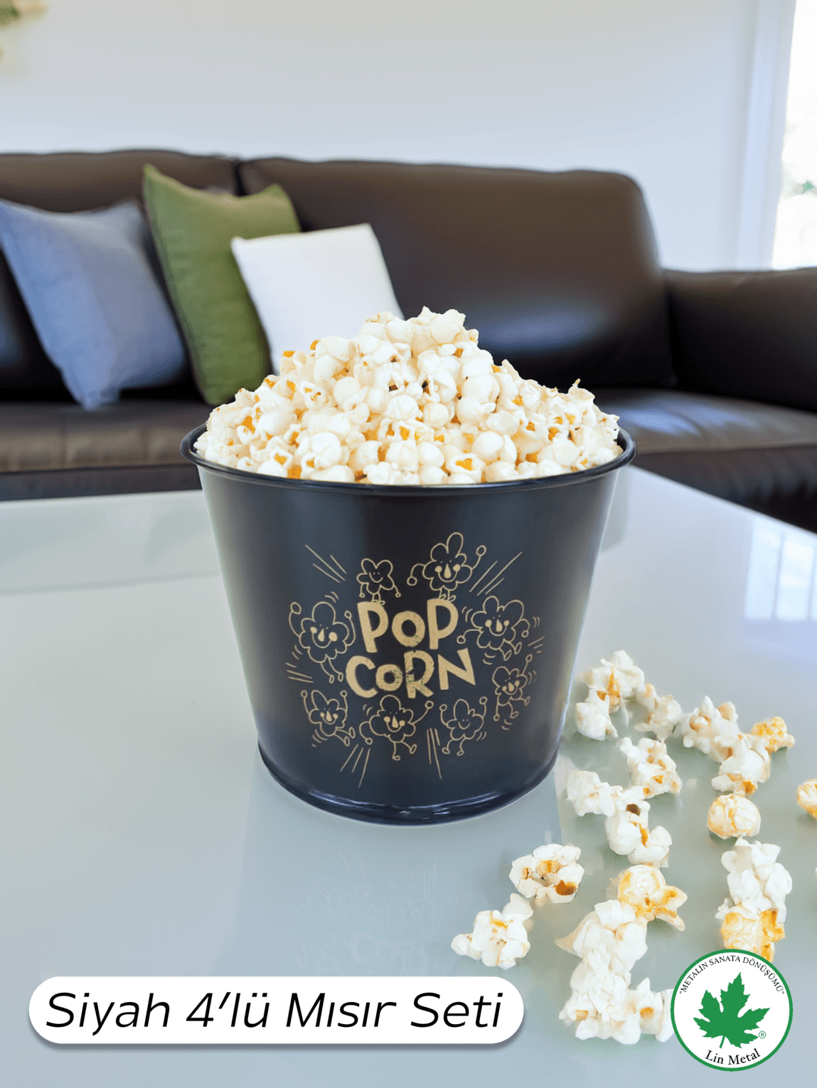 Metal Mısır Kovası – Popcorn Sunum Kovası, Metal Servis Kabı 