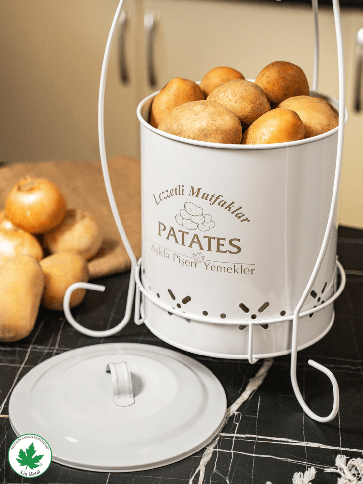 2 Katlı Küçük Metal Sebzelik – Patates & Soğan Kovası
