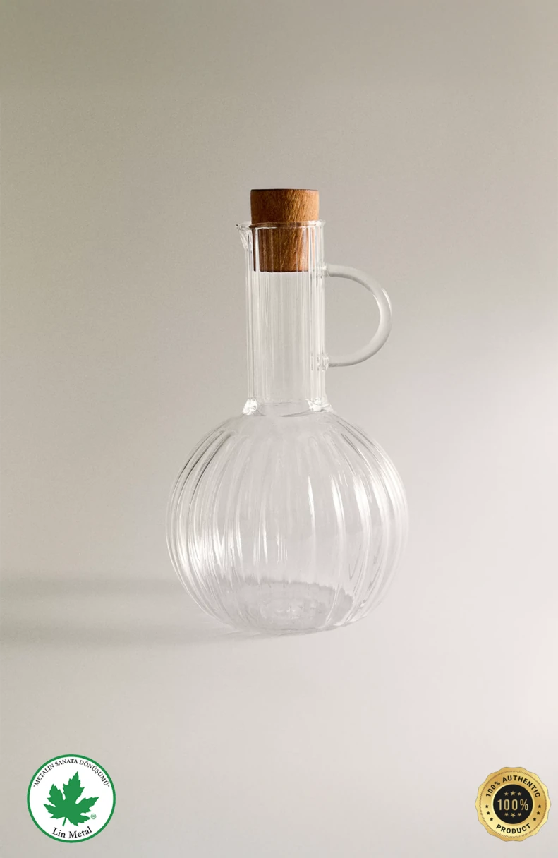 2’li Cam Yağdanlık & Sirkelik Seti – Ahşap Standlı