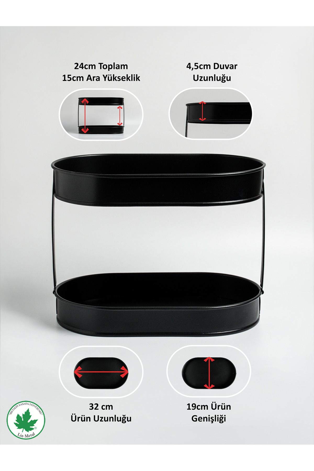 İki Katlı Metal Baton Organizer – Mutfak & Banyo Düzenleyici, Galvaniz Raflı Saklama Standı