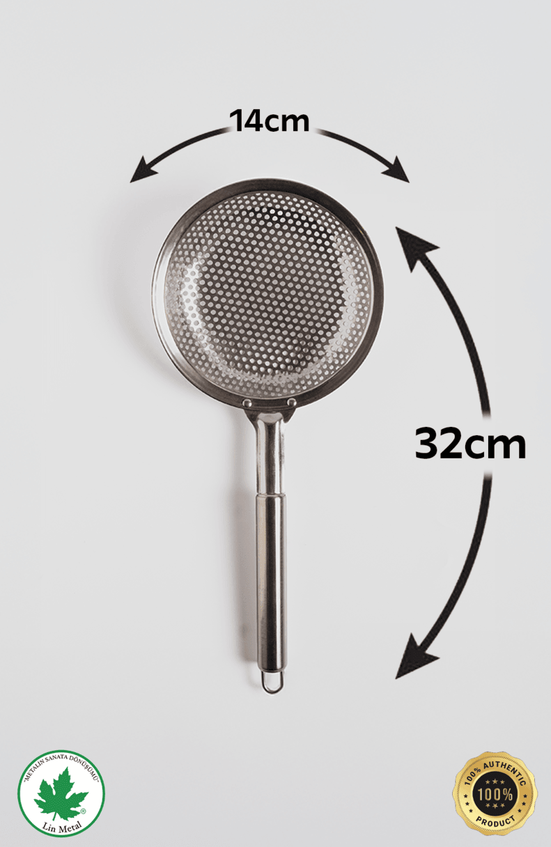 16 cm Paslanmaz Çelik Kevgir – Metal Saplı