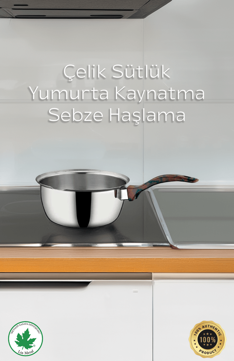 14 cm 1 Litre Paslanmaz Çelik Sütlük & Sosluk | Kırmızı Plastik Kulplu, BPA Free, 0.5 mm Kalınlık