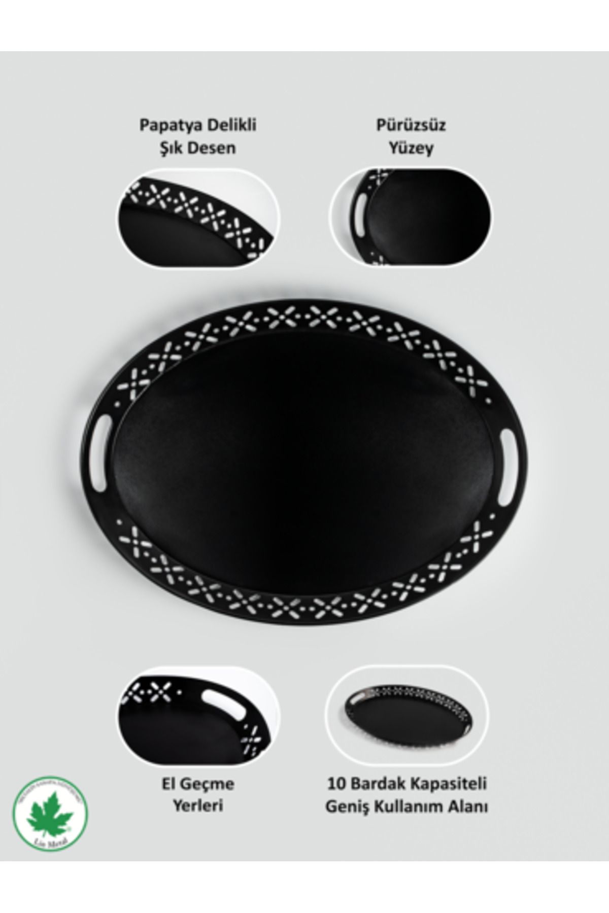 Lalin Oval Metal Servis Tepsi – Romantik & Dayanıklı