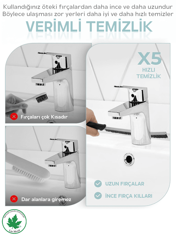 Çok Amaçlı Multi İnce Temizlik Fırçası Derz Arası Banyo Mutfak Lavabo Detay Temizleme Fırçası 2 ADET