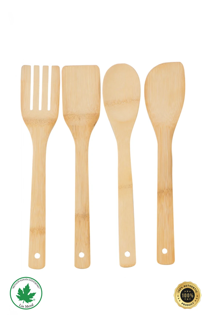4’lü Doğal Tahta Yemek Gereçleri Seti