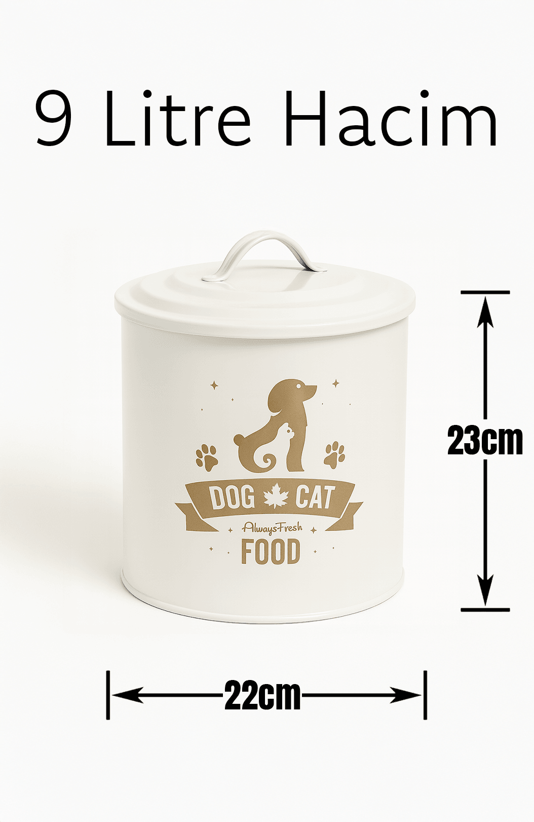 9 Litre (9000 ml) Metal Mama Saklama Kabı – Kırılmaz & Bükülmez