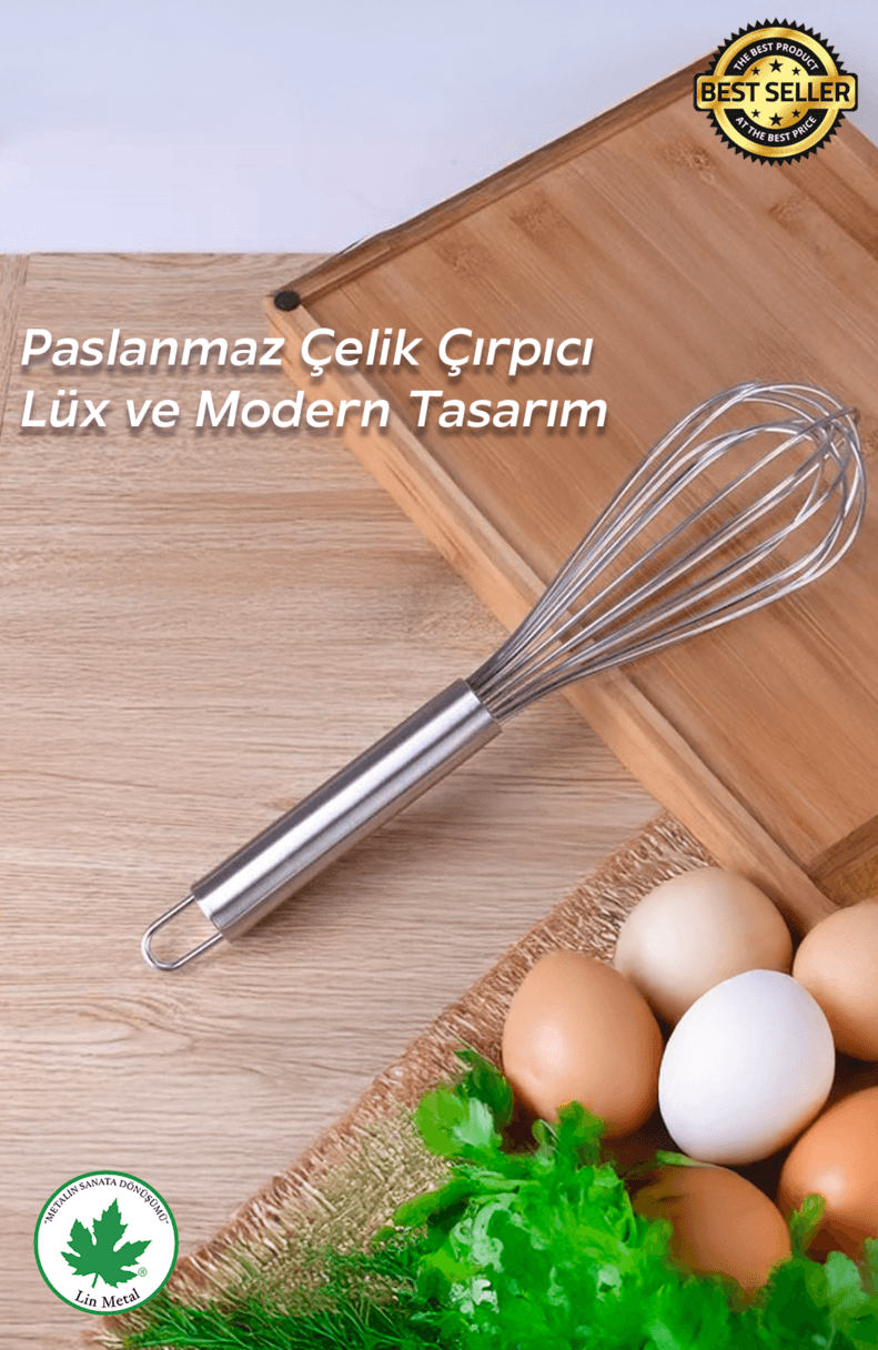 Paslanmaz Çelik Çırpıcı – Yumurta ve Sos Karıştırıcı Pratik El Çırpıcısı 