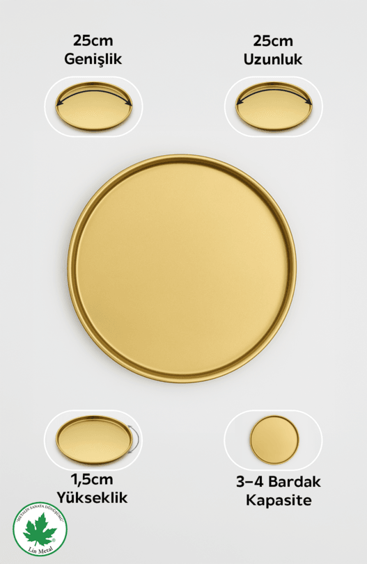 Lux Gold 25 cm Yuvarlak Sunum Tepsisi