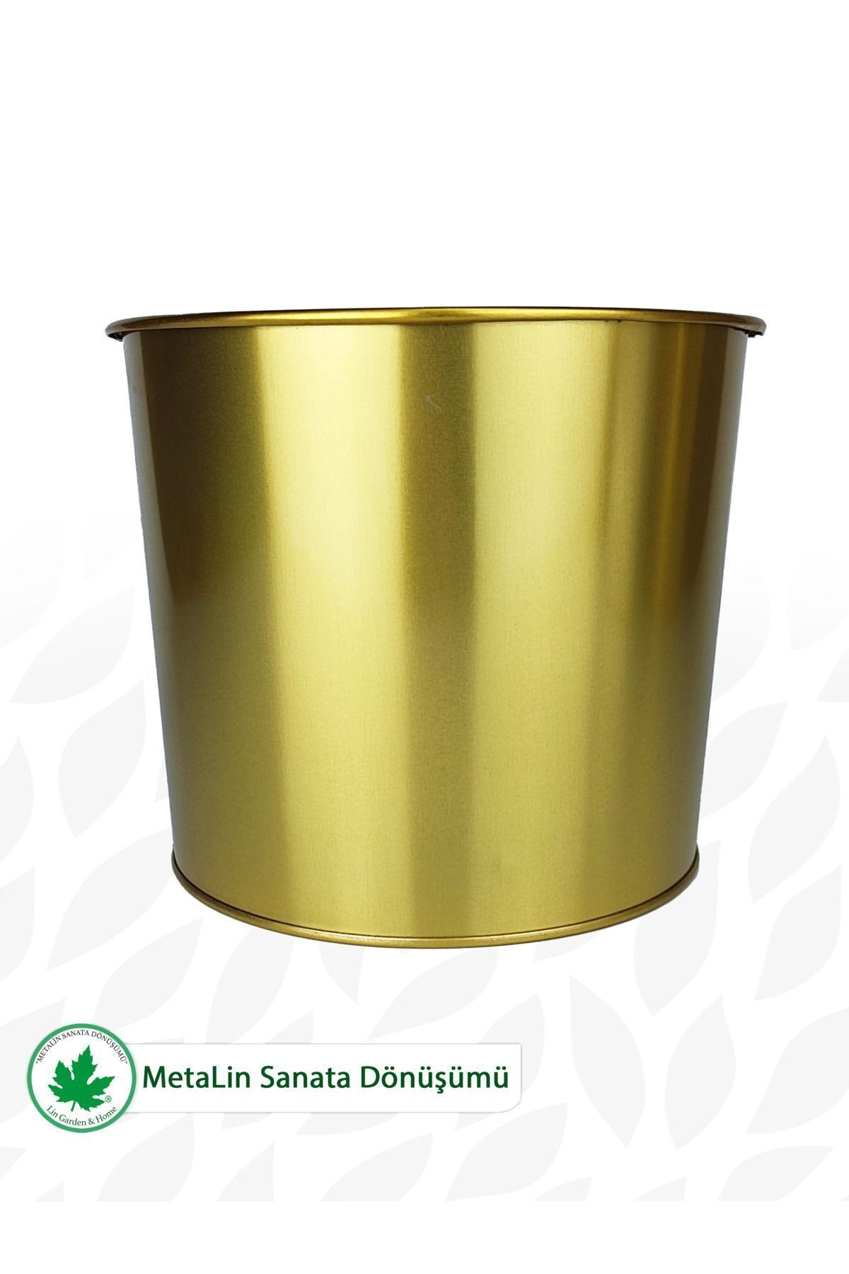 22 cm Altın Renkli Metal Saksı