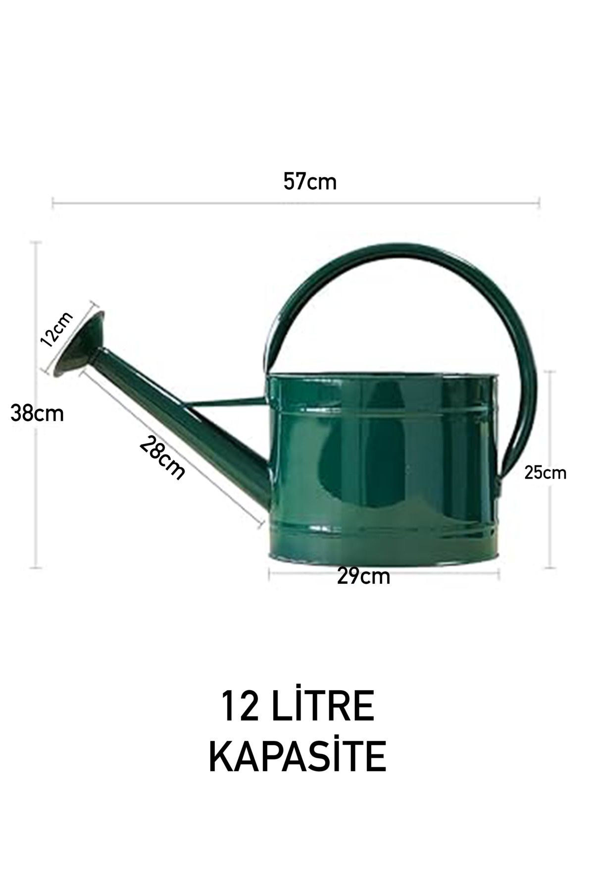 Fritilya 12 Litre Metal Sulama Kabı, Galvaniz Bitki Sulama Kabı Metal Battal Boy Sulak -YEŞİL