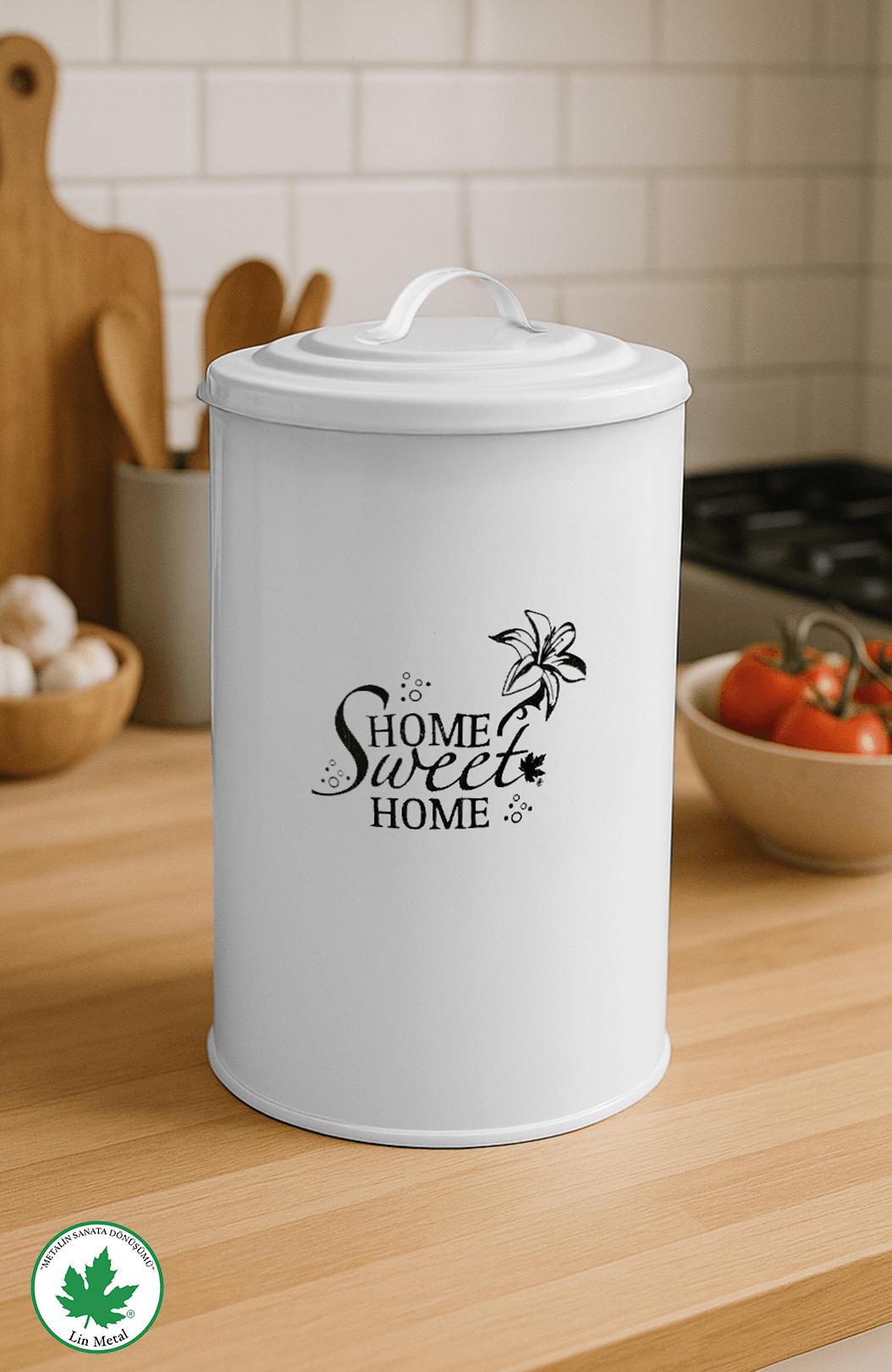 Home Sweet Home Metal Saklama Kabı – Yuvarlak (Tek)