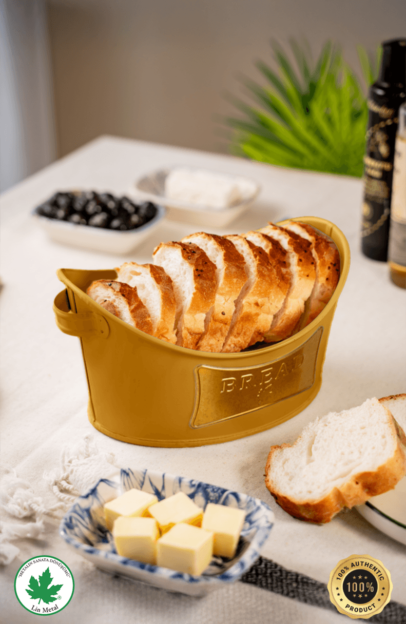 Galvaniz Metal Kayık Ekmeklik – Metal Kulplu Gondol Ekmek Sepeti, Bread Plakalı
