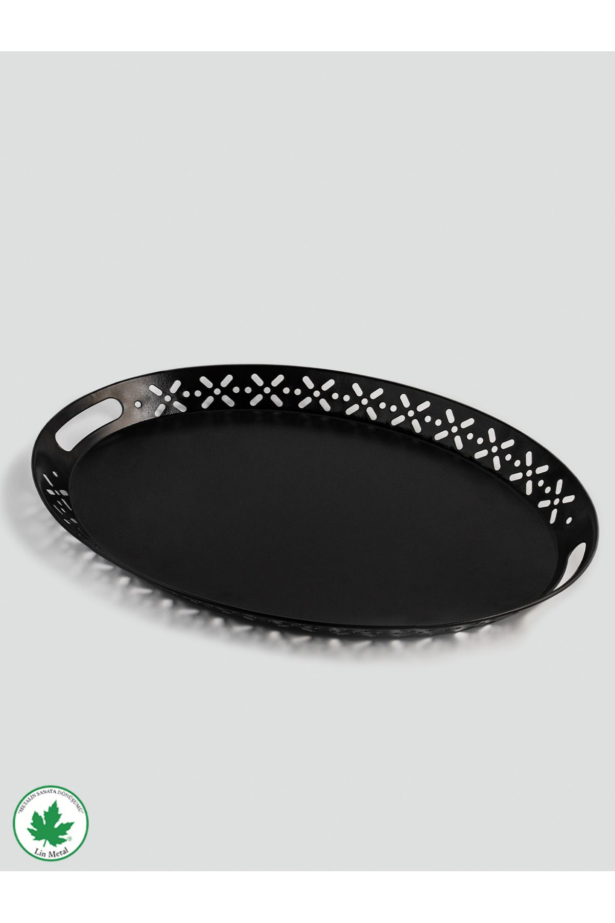 Lalin Oval Metal Servis Tepsi – Romantik & Dayanıklı