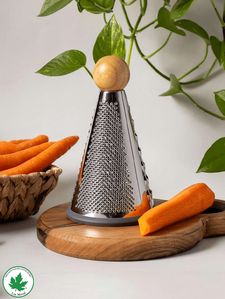 Silikon Tabanlı Lüks Konik RENDE 20 Cm Bambu Topuzlu Kaydırmaz 3 Bıçaklı