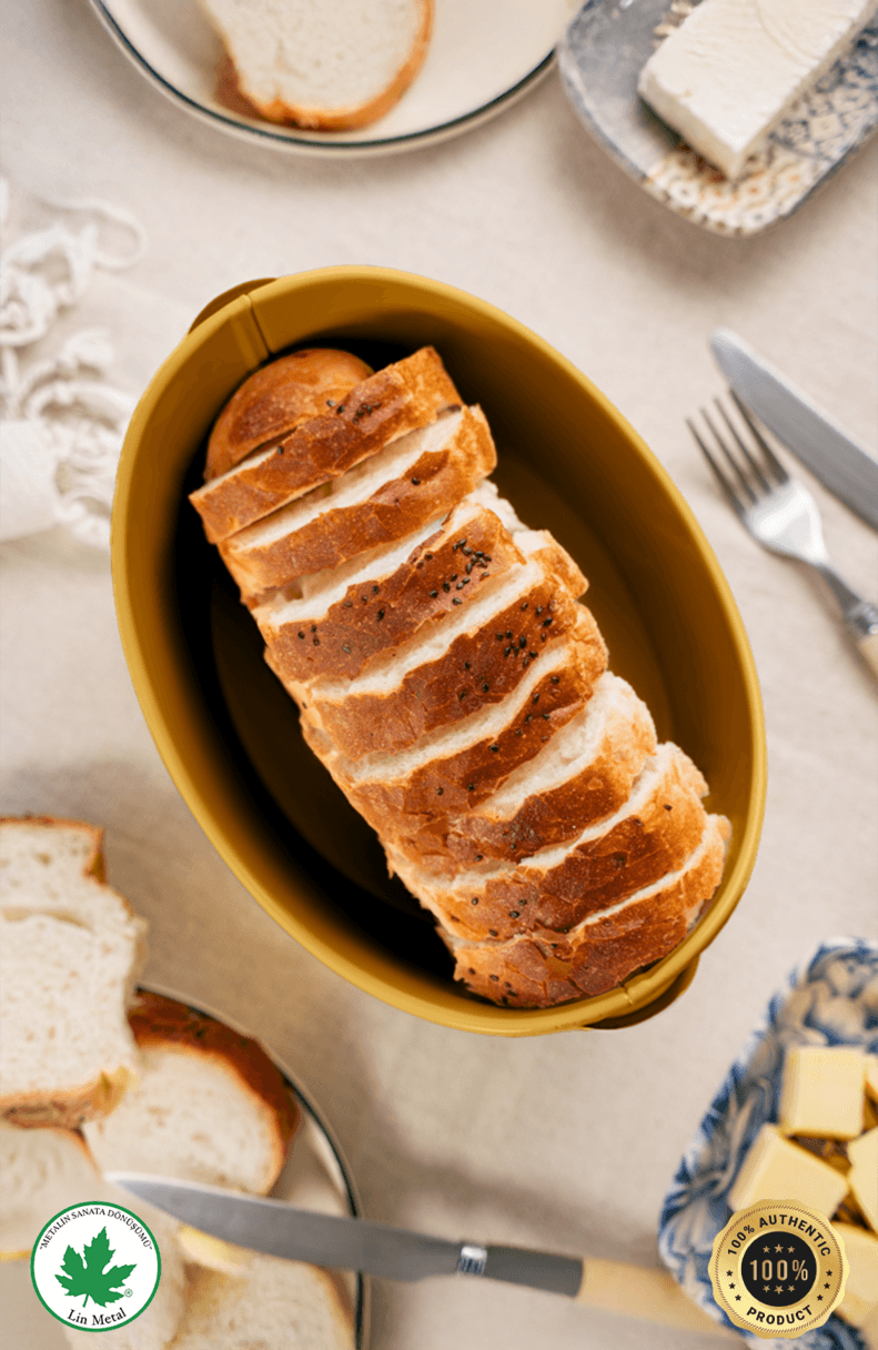 Galvaniz Metal Kayık Ekmeklik – Metal Kulplu Gondol Ekmek Sepeti, Bread Plakalı