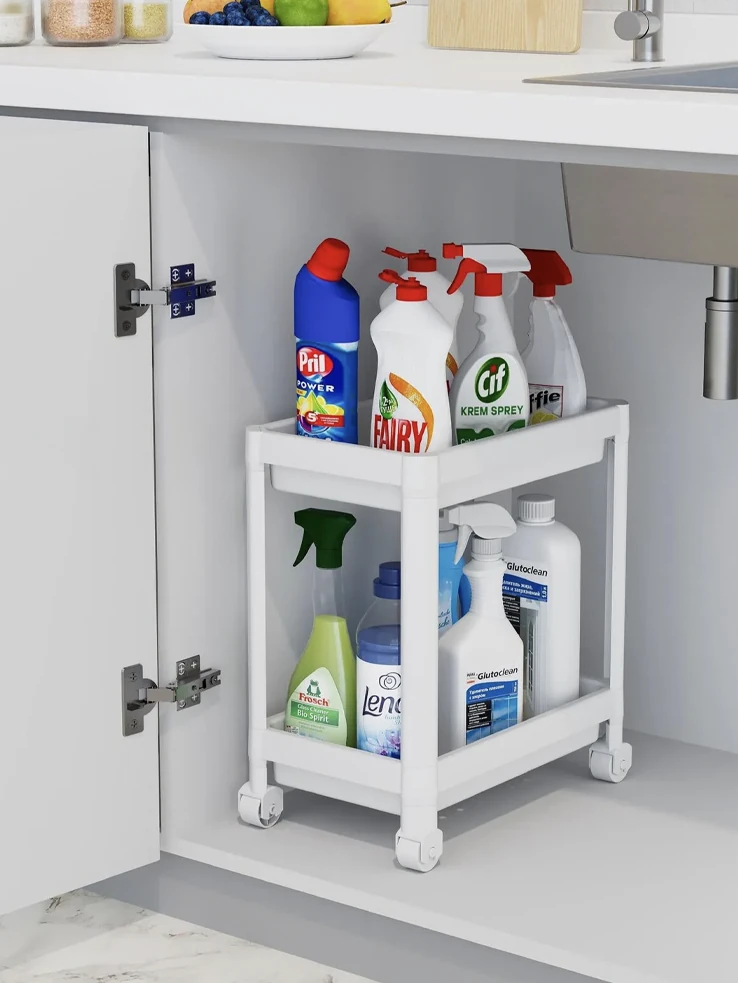 2 Katlı Tekerlekli Düzenleyici Raf | Mutfak & Evye Altı