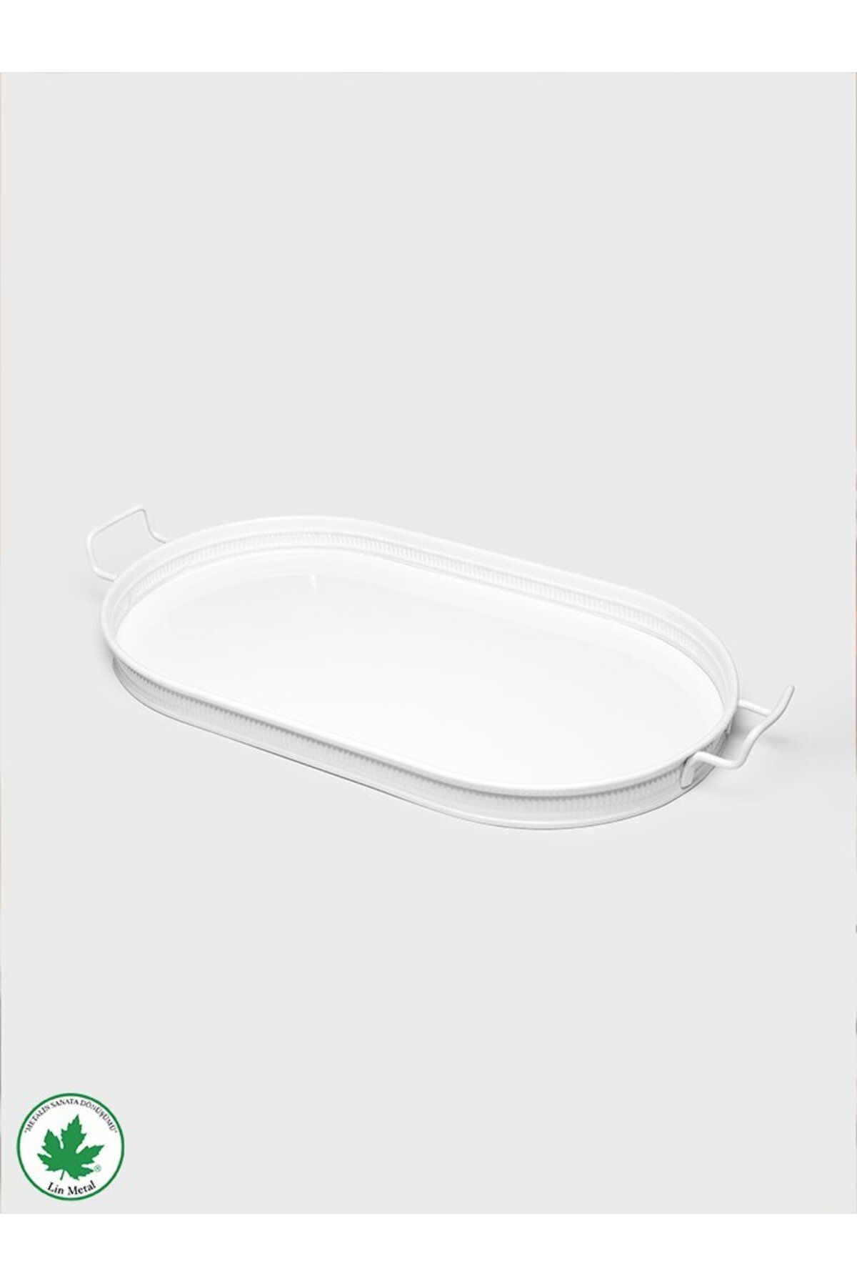 Lotus 57 cm Elips Desenli Metal Tepsi Büyük Boy