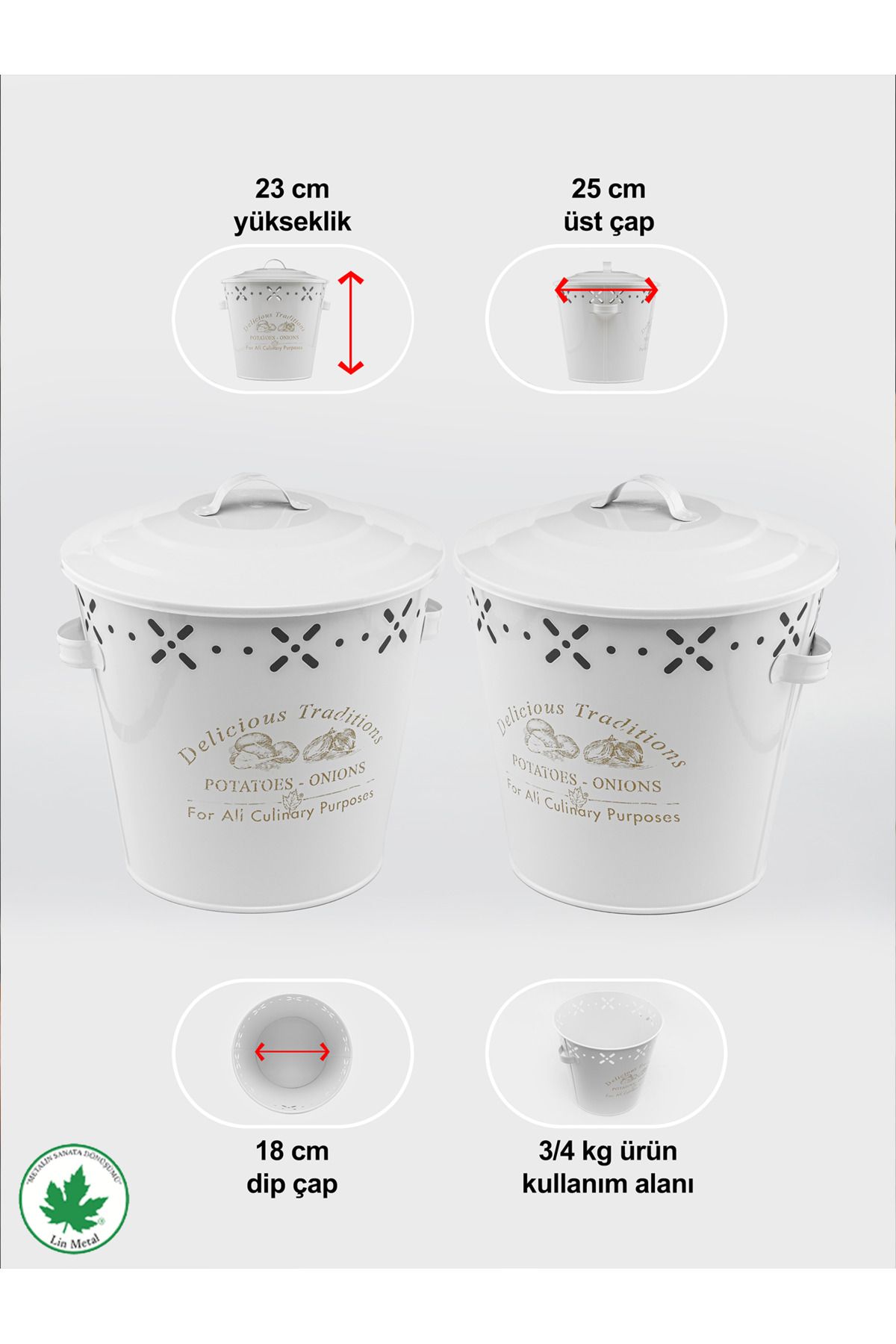 Lux Metal Patates‐Soğanlık Kovası 