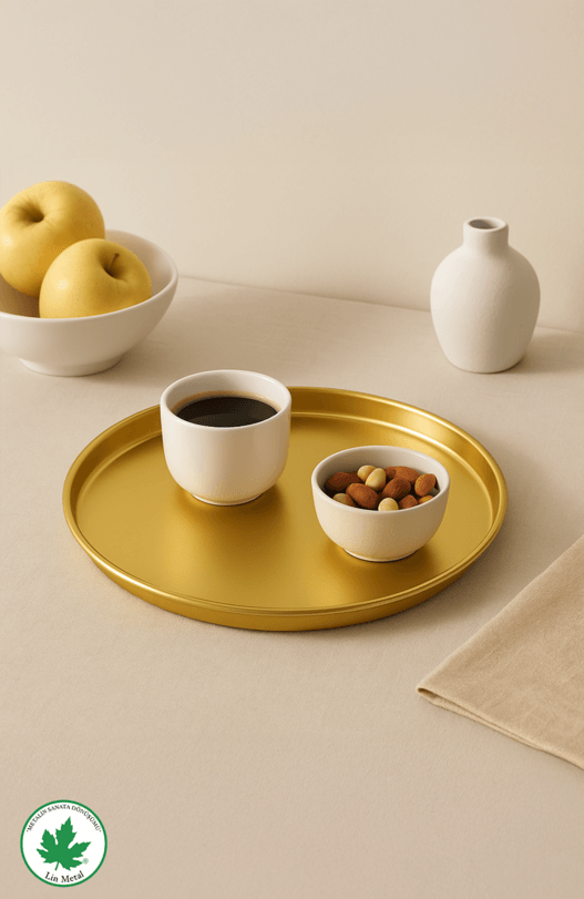 Lux Gold 25 cm Yuvarlak Sunum Tepsisi