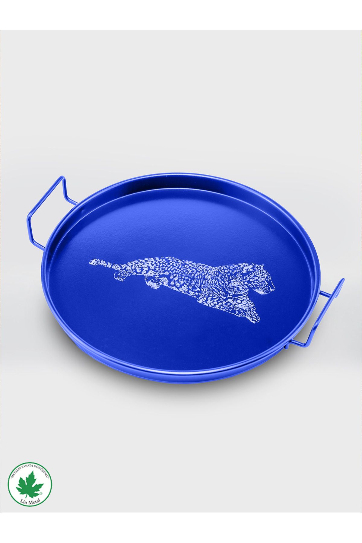 24 cm Metal Sunum Tepsisi – Tel Kulplu (Aslan Baskılı)