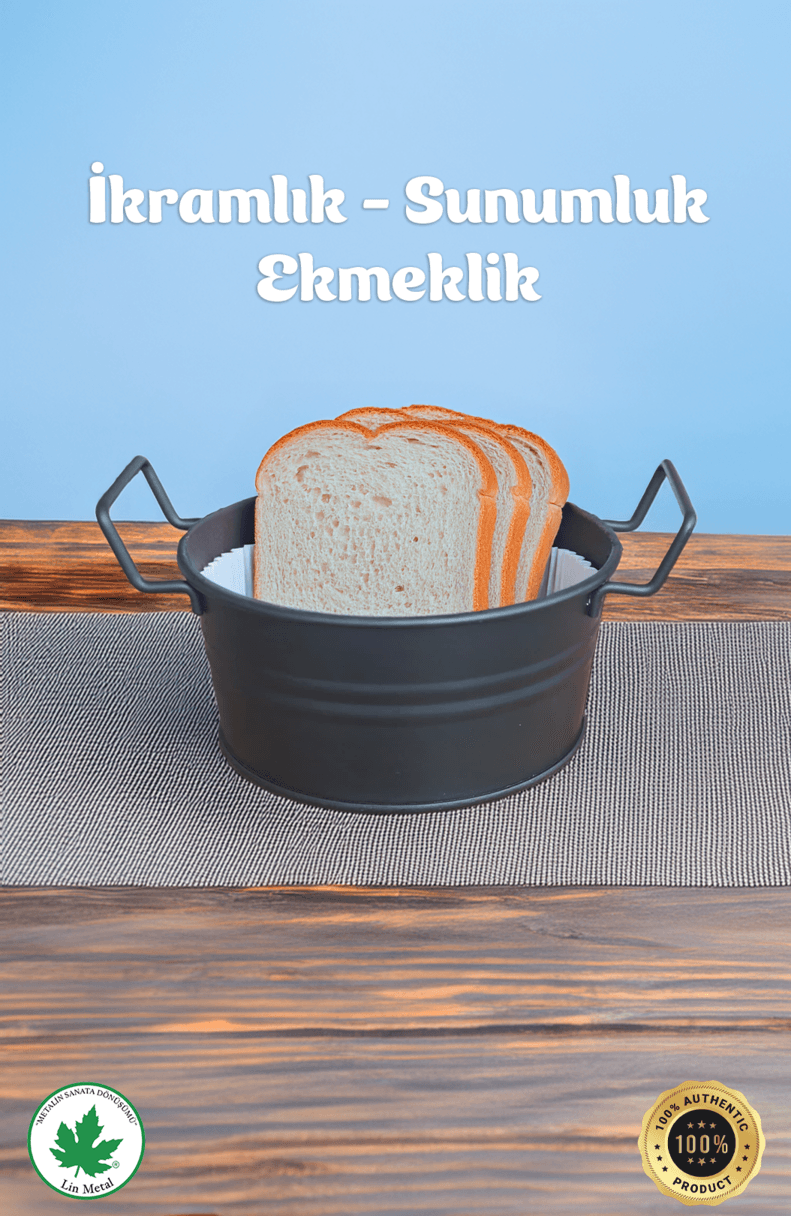 Pumila Lux Metal İkram Tabağı – Ekmek Sunumluk & Abur Cubur Servis Sepeti
