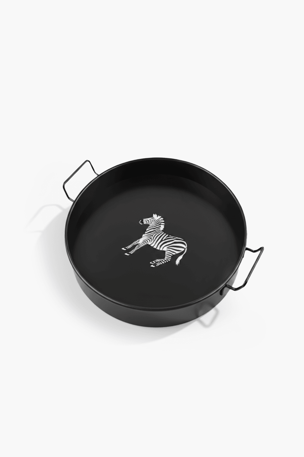 Zebra Baskılı Metal Sunum & Servis Tepsisi – 26 cm Yuvarlak Kahve & Dekoratif Tepsi