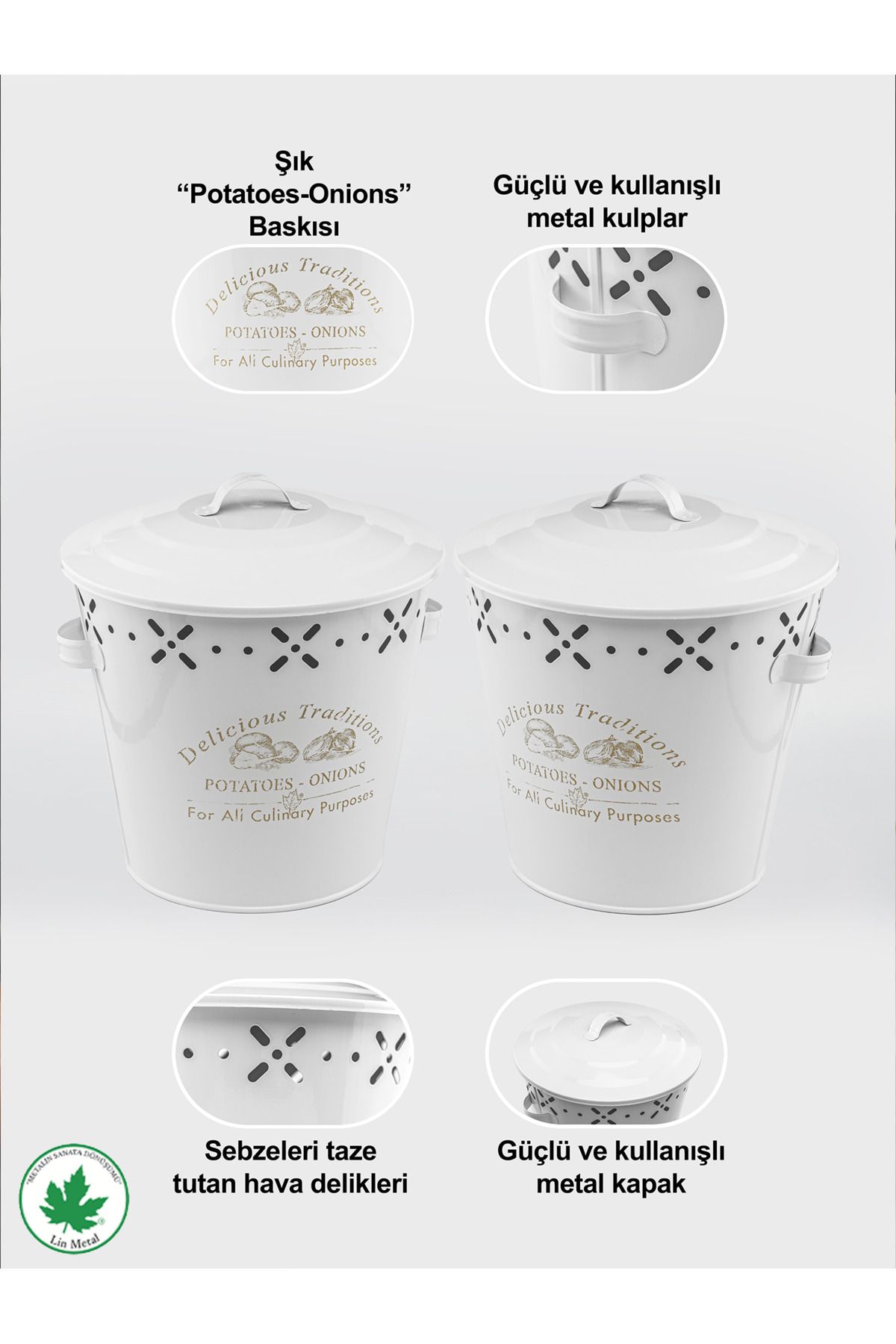 Lux Metal Patates‐Soğanlık Kovası 
