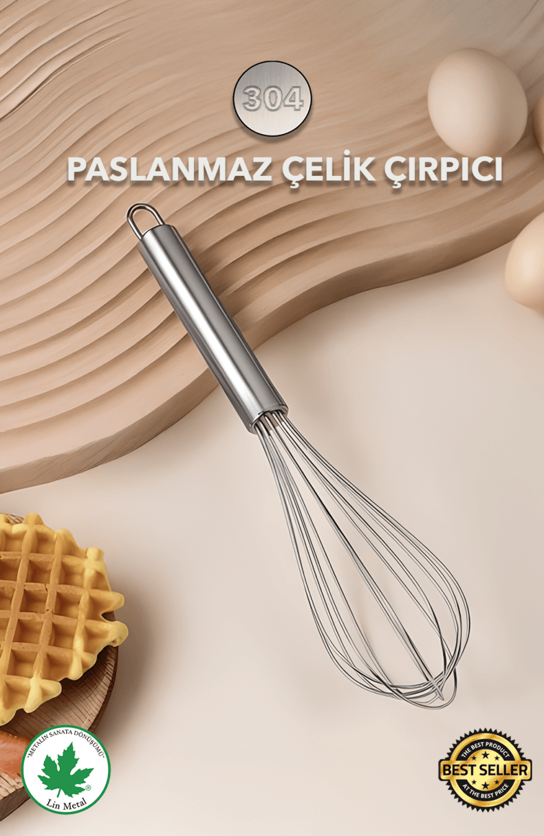 Paslanmaz Çelik Çırpıcı – Yumurta ve Sos Karıştırıcı Pratik El Çırpıcısı 
