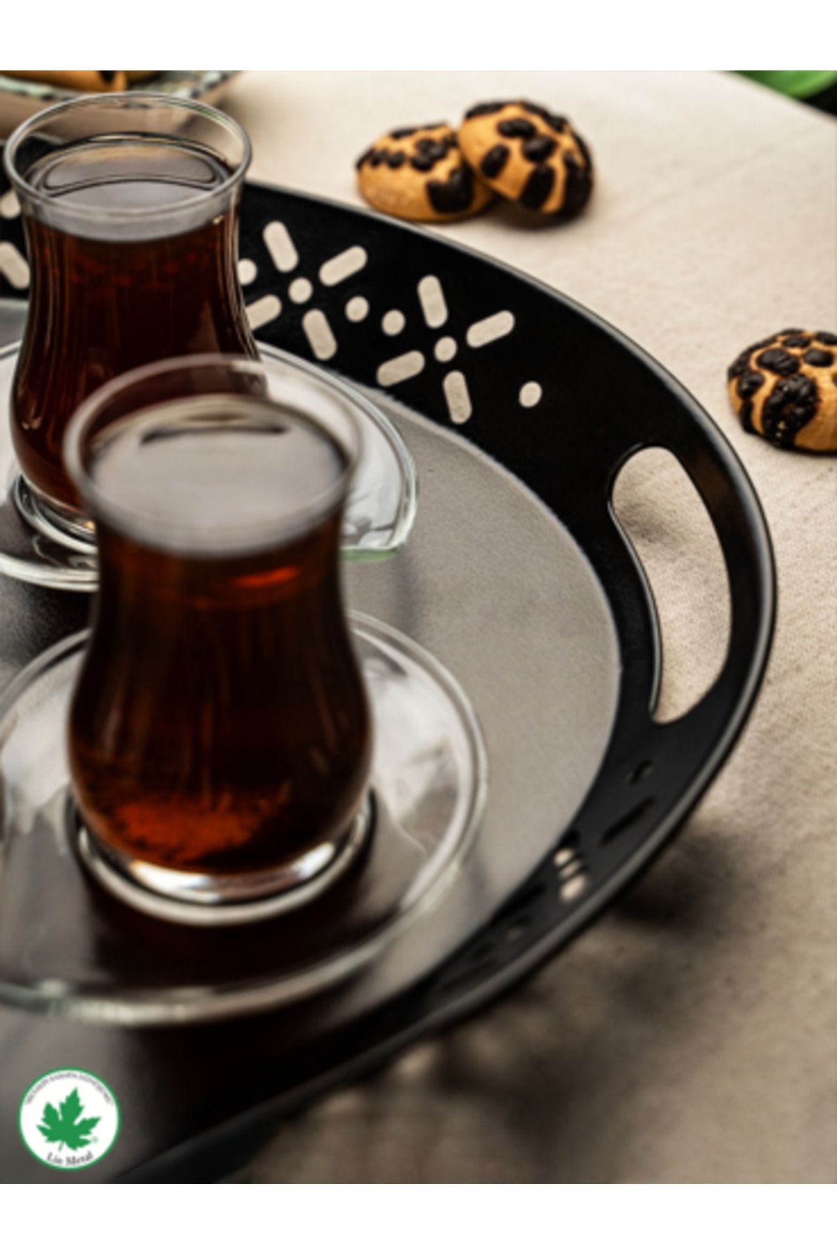 Lalin Oval Metal Servis Tepsi – Romantik & Dayanıklı