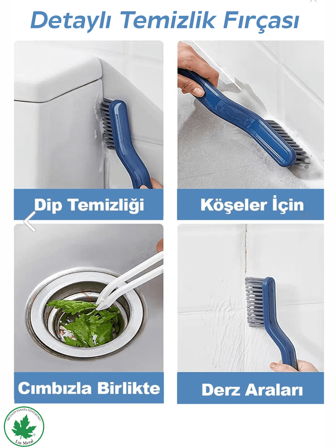 Çok Fonksiyonlu Derz Zemin Fayans Banyo Mutfak Oluk Temizleme Fırçası Çöp Cımbızlı Temizleme Fırçası